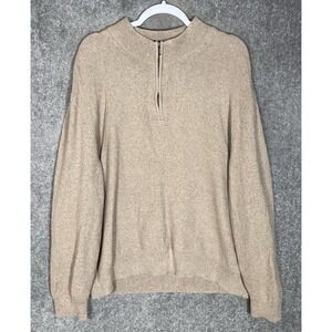 Grayers Clothiers Cotton Cashmere Sweater Mens Size XXL Brown 1/4 Zip Pullover